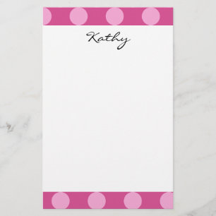 Monogram Magenta Pink Chic Polka Dot Pattern Stationery