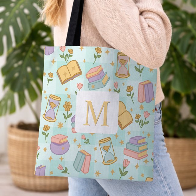 Monogram Magic Books Tote Bag Girly Mint Green (Creator Uploaded)