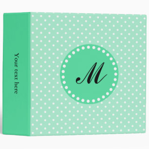 Monogram Magic Mint and White Polka Dot Binder