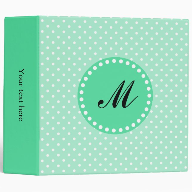 Monogram Magic Mint and White Polka Dot Binder (Front/Spine)