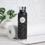 Monogram magnolia illustration Personalized Water Bottle<br><div class="desc">Introducing our "Personalized Monogram Magnolia Illustration Black and White Water Bottle" – a stylish and customizable accessory for staying hydrated on the go. This water bottle features a chic magnolia illustration in black and white, personalized with your monogram for a unique touch. Stay hydrated in style with this personalized water...</div>