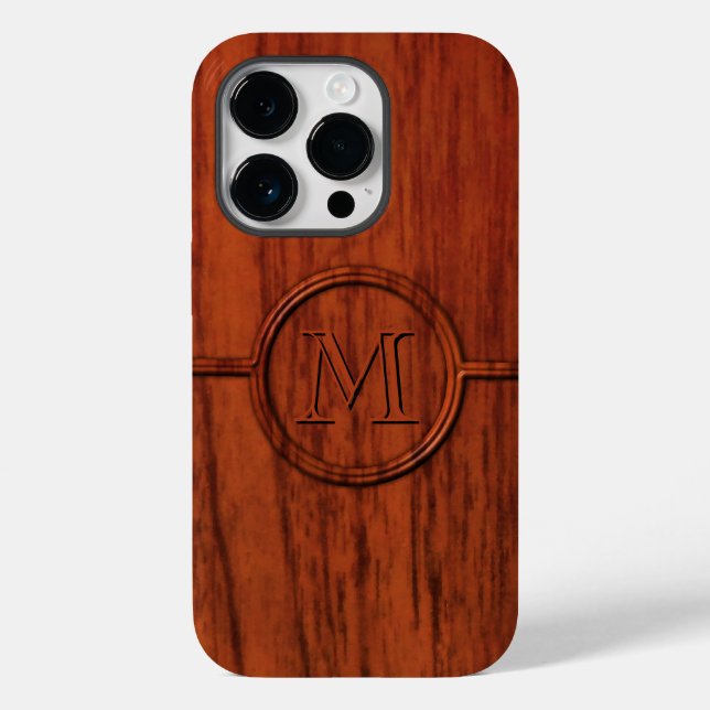Monogram Mahogany Wood Print Case-Mate iPhone Case (Back)