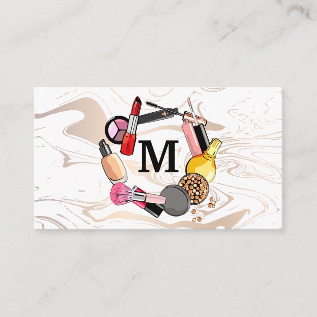 Monogram | Makeup Accessories Liquid Marble Loyalty Card (Front)