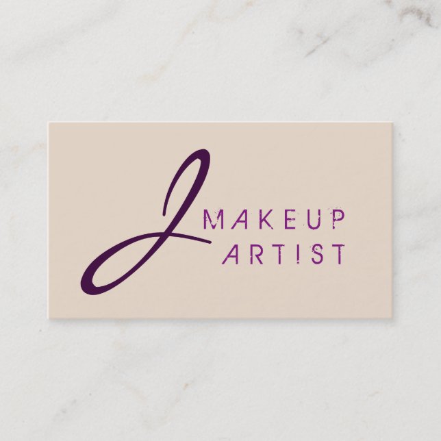Monogram Makeup Artist Almond Background Business Card (Front)