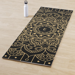 Monogram Mandala Black and Gold Yoga Mat