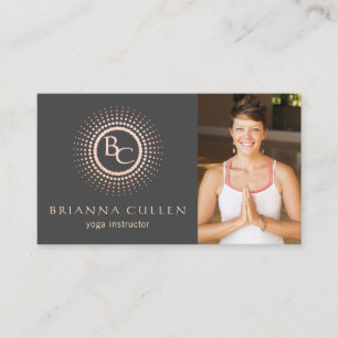 Monogram Mandala Yoga Logo, Add Photo Business Card