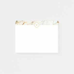 Monogram Marble Elegant White Gold Notes