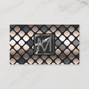 Monogram Marble Luxury Metallic Pattern Business Card