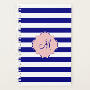 Monogram Marine bleu et bébé rose Motif rayé