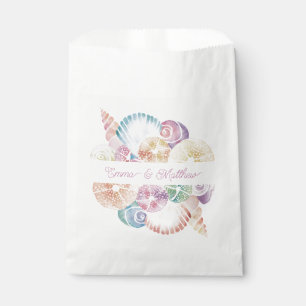 Monogram Marine Watercolor Sea Shells Wedding Logo Favour Bag