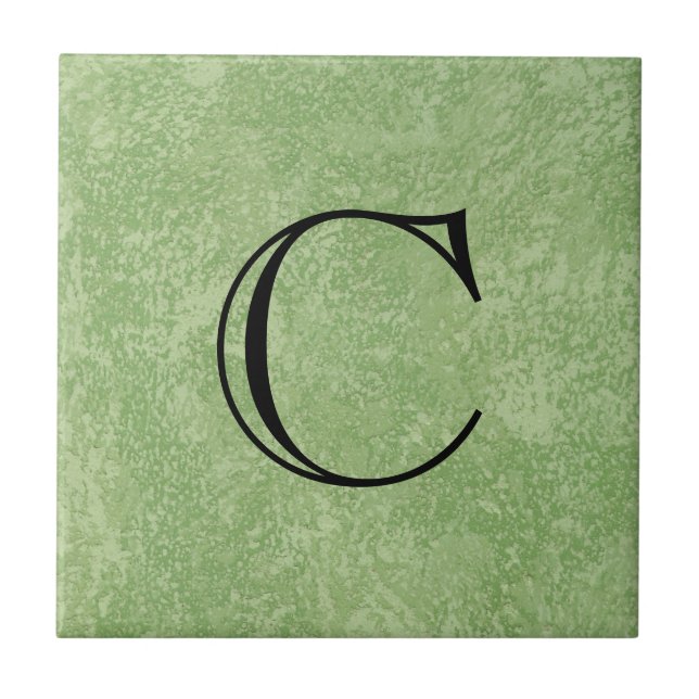 Monogram Marmorino Green Faux Finish Tile (Front)