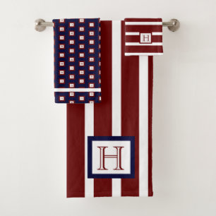 Monogram Maroon Rouge Blanc bleu marine