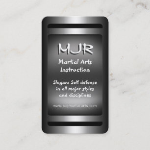 Monogram, Martial Arts Instruction, metal-look Business Card