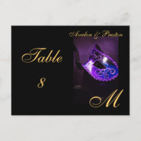 Monogram Masquerade Mask Purple Table Placecard