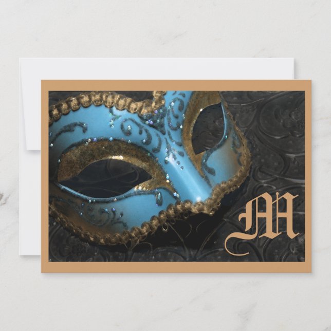 Monogram Masquerade Renaissance Wedding Invitation (Front)