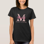 Monogram matron of honour t shirts | pink and blac<br><div class="desc">Personalized monogram matron of honour t shirts | pink and black colours. Monogrammed tees with custom name in elegant script text. Personalize for bride, bridesmaids, flower girl, maid of honour, matron of honour, mother of the bride etc. Cute idea for wedding party, bridal shower and bachelorette party. Vintage chic style....</div>