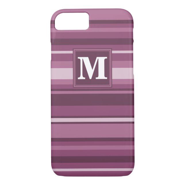 Monogram mauve stripes Case-Mate iPhone case (Back)