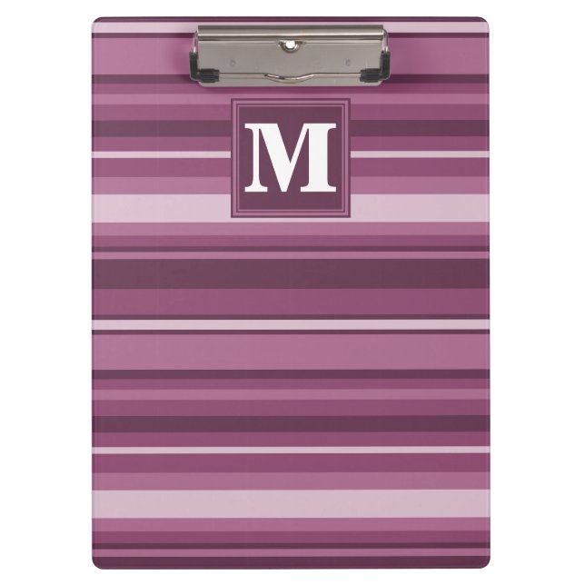 Monogram mauve stripes clipboard (Front)