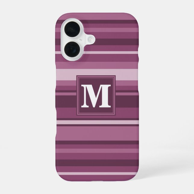 Monogram mauve stripes iPhone 16 case (Back)