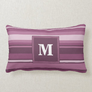 Monogram mauve stripes lumbar pillow