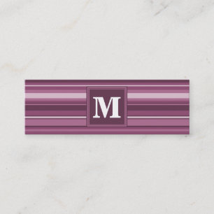 Monogram mauve stripes mini business card