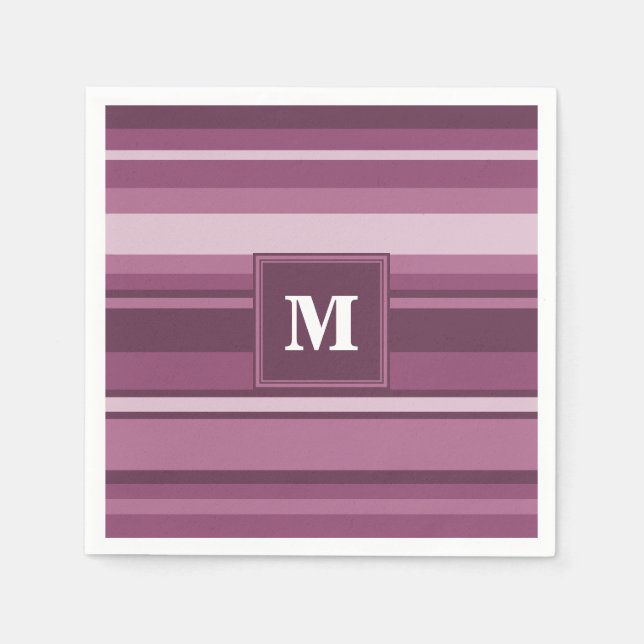 Monogram mauve stripes napkin (Front)