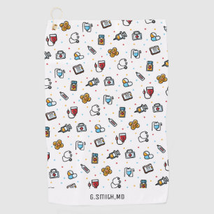Monogram. Medical Pattern. For Doctors and Nurses Golf Towel