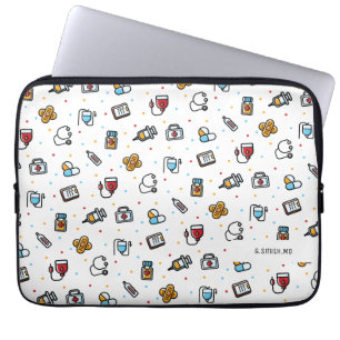 Monogram. Medical Pattern. For Doctors and Nurses Laptop Sleeve