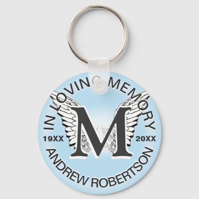 Monogram | Memorial |  Angel Wings Keychain (Front)