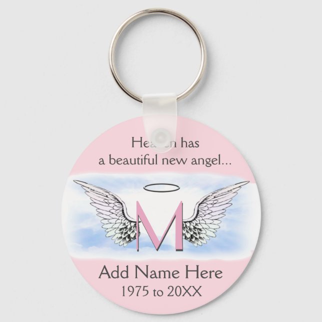 Monogram | Memorial |  Angel Wings Keychain (Front)