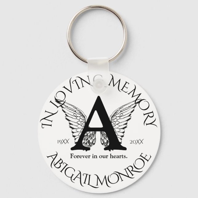Monogram | Memorial | Angel Wings Keychain (Front)