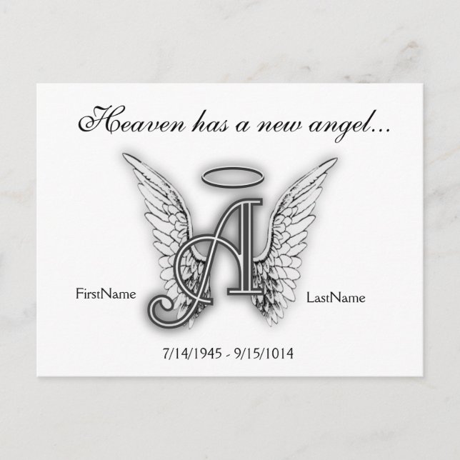 Monogram Memorial Tribute Letter A Postcard (Front)