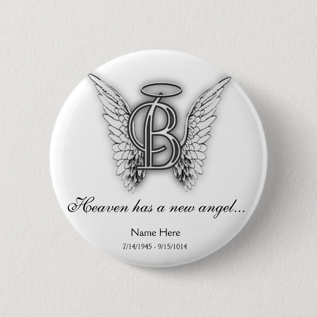 Monogram Memorial Tribute Letter B 2 Inch Round Button (Front)