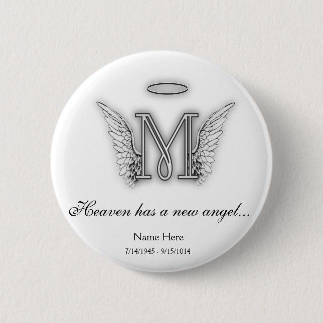 Monogram Memorial Tribute Letter M 2 Inch Round Button (Front)