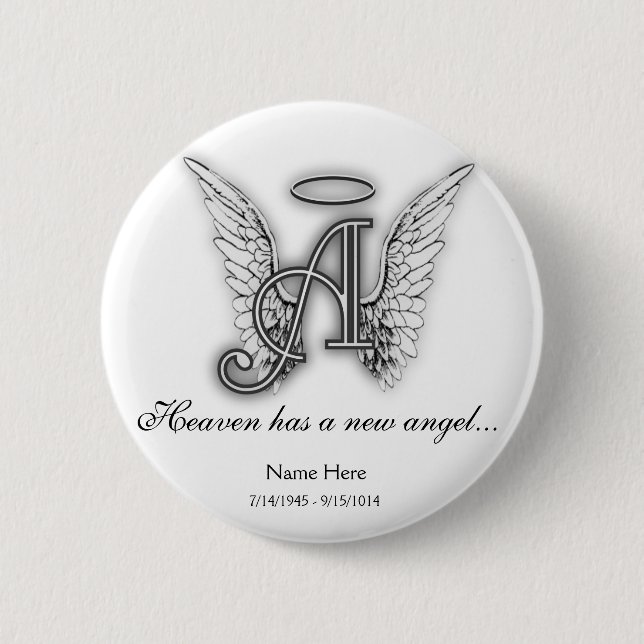 Monogram Memorial Tribute Ornament A 2 Inch Round Button (Front)