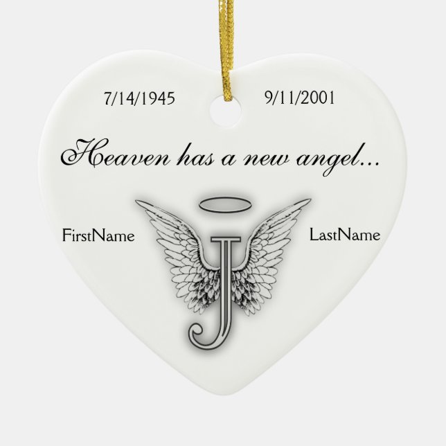 Monogram Memorial Tribute Ornament J (Front)