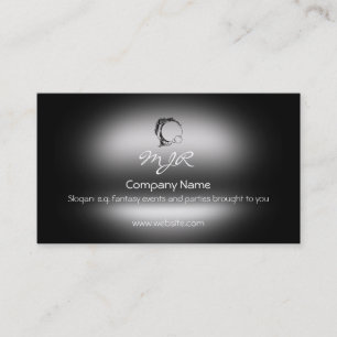 Monogram, Mermaid and Bubbles, metallic-effect Business Card