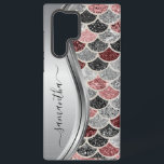 Monogram Mermaid Scale Glitter Pink Silver Name  Samsung Galaxy Case<br><div class="desc">The design is a photo and the cases are not made with actual glitter, sequins, metals or woods. This design is also available on other phone models. Choose Device Type to see other iPhone, Samsung Galaxy or Google cases. Some styles may be changed by selecting Style if that is an...</div>