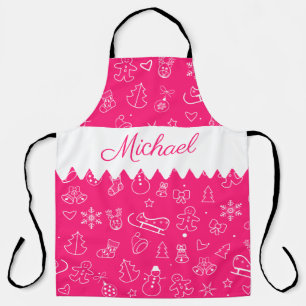 Monogram Merry Christmas and Happy New Year! 20XX Apron