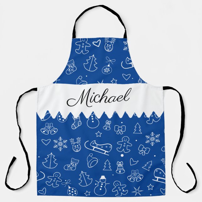Monogram Merry Christmas and Happy New Year! 20XX Apron (Front)