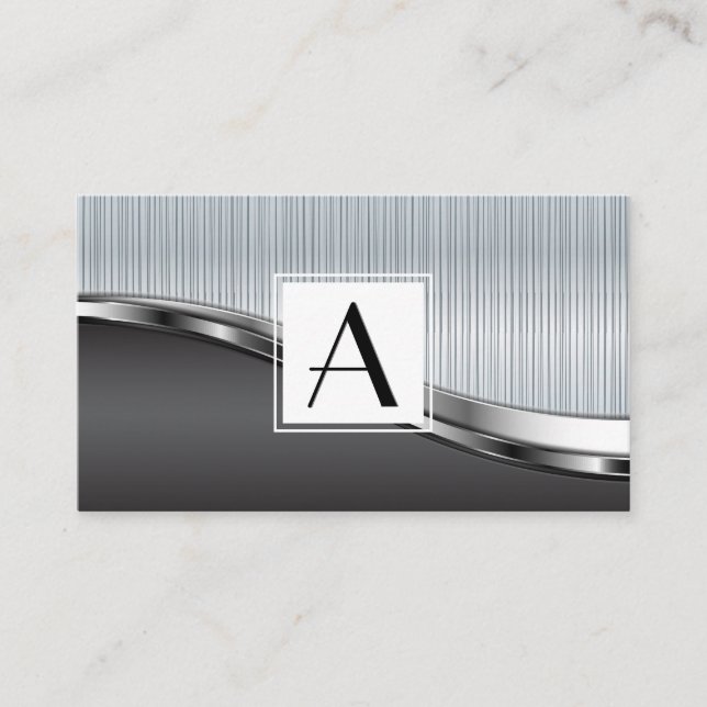 Monogram Metal with Rivets Background Business Card (Front)