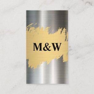 Monogram   Metallic Aluminum Background Business Card