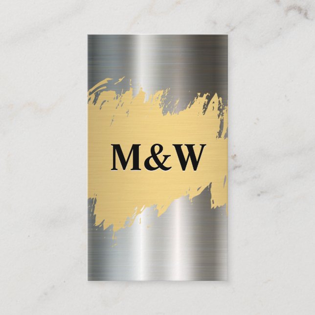 Monogram | Metallic Aluminum Background Business Card (Front)