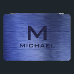 Monogram Metallic Blue Textured Personalized Name iPad Pro Cover<br><div class="desc">Monogram Metallic Blue Textured Personalized Name iPad Cover features a textured abstract design with a personalized name. Personalize by editing the text in the text boxes provided. Designed by ©Evco Studio www.zazzle.com/store/evcostudio</div>