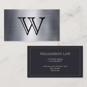 Monogram   Metallic   Leather Stitched Business Card