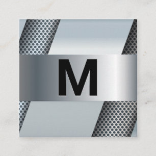 Monogram   Metallic Perforated Background Square Business Card