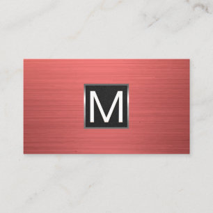 Monogram Metallic Red Background Business Card