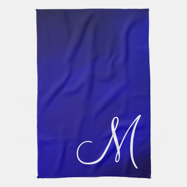 Monogram Metallic Royal Blue Kitchen Towell Kitchen Towel (Vertical)