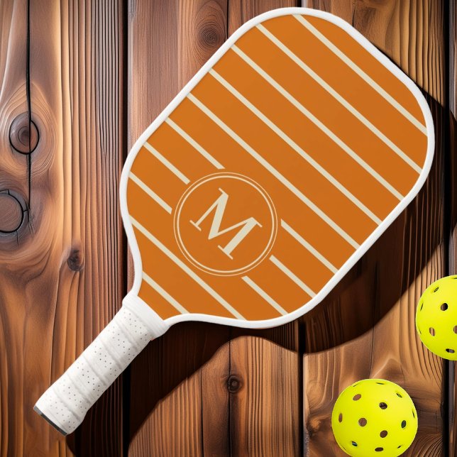 Monogram Mid-Century Striped Warm Citrus Colour Pickleball Paddle (Creator Uploaded)