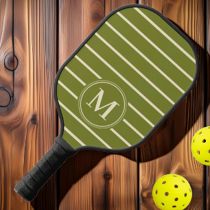 Monogram Mid-Century Striped Willow Green Colour Pickleball Paddle